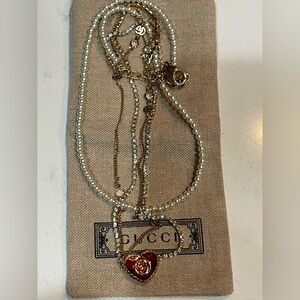 Gucci GG Interlocking Limited Edition Necklace with Red Heart Pendant